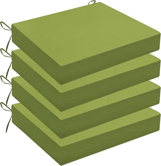 Wellsin Outdoor Chair Cushions for Patio Furniture - Outdoor Cushions for Chairs - Water Resistant Patio Chair Cushions Set of 4, 18.5"X16"X3", Grass Green