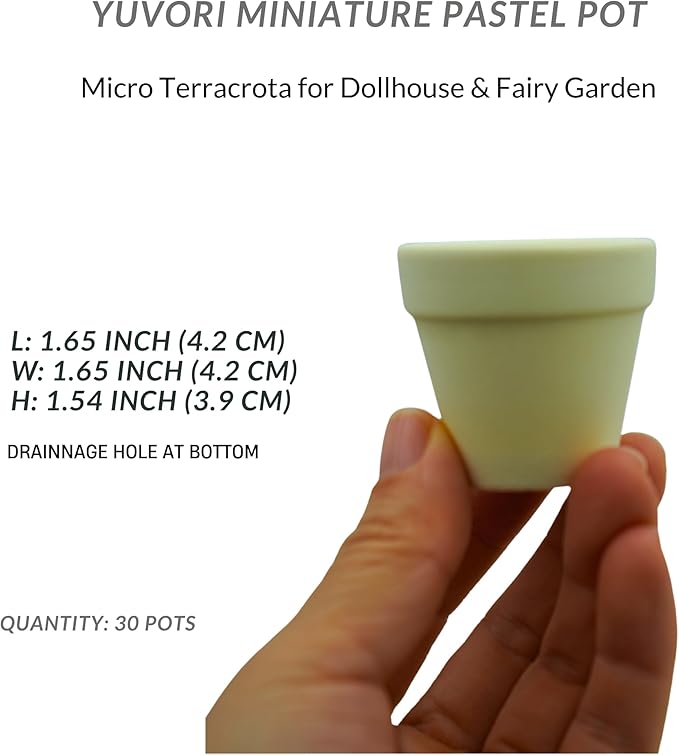 Mini Pastel Terracotta Pots for Micro Gardens – 30 Pack, 1.7” Tiny Breathable Clay Planters, Macaron Colors, for Moss, Fairy Gardens, Dollhouses, and Succulents (Green, 1.7 Inch)