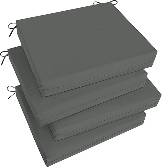 Basic Beyond Outdoor Chair Cushions Set of 4, Square Corner Outdoor Cushions for Patio Furniture, Water Resistant Patio Chair Cushions with 2 Ties, 18.5x16x3, Charcoal Grey