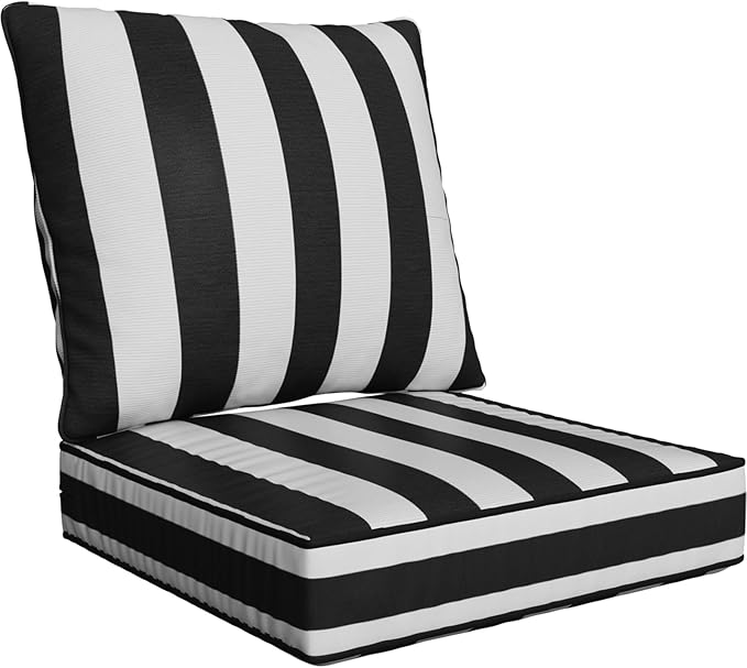 22" x 22" x 6" Outdoor Deep Seat Cushions - Waterproof & Fade Resistant Patio Furniture Replacement Cushions, Non-Slip Outdoor Cushions Fit Loveseats, Couches, Chairs, and Sofas