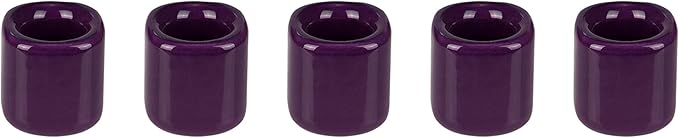 Mega Candles 5 pcs Dark Purple 1/2 Inch Diameter Ceramic Chime Ritual Spell Candle Holders, Great for Casting Chimes, Meditation, Rituals, Spells, Vigil, Witchcraft, Wiccan Supplies