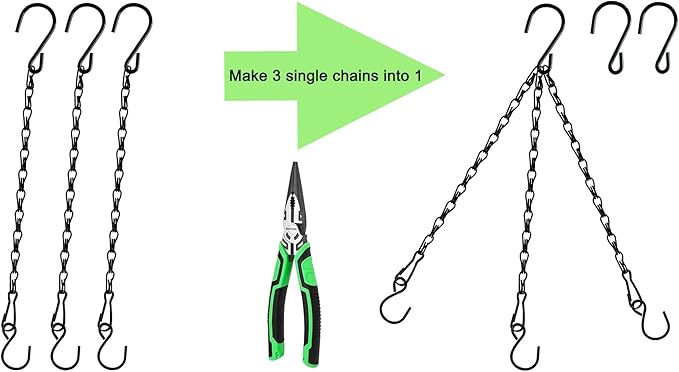 Chain for Hanging Plants,11 Inch Black Hanging Chain, Small Hanging Basket Chain Kits with Hooks for Bird Feeder Hanging Basket Extender Porch Wind Chime (Black, 11 Inch-6PCS)