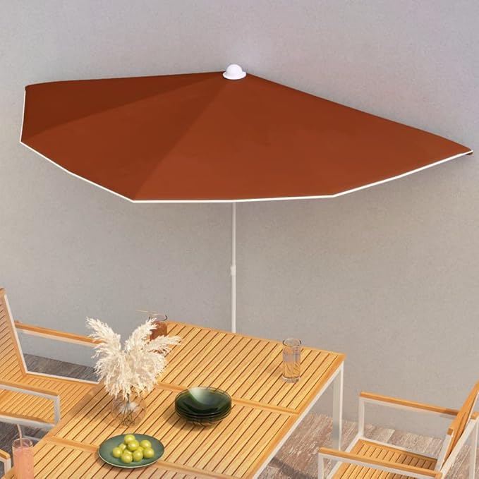 Garden Half Parasol with Pole,Sun Shade Umbrella,Outdoor Umbrellas,Patio Umbrella,Table Umbrella,Picnic Umbrella,for Patios,Gardens,Balconies,Decks, 70.9"x35.4" Sand