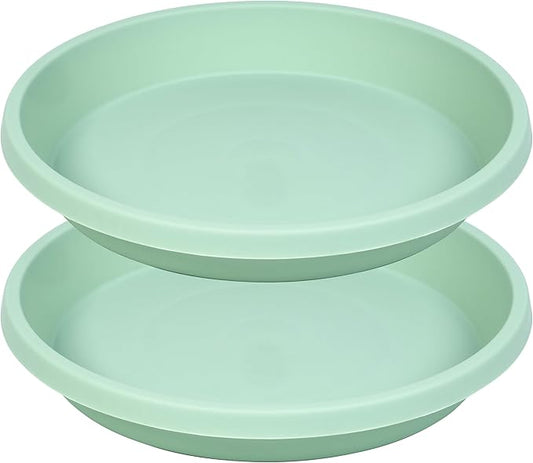 Plastic Plant Saucers 10 Inch Round Pack of 2 Thick Reusable Drip Trays for Indoor Outdoor Plants