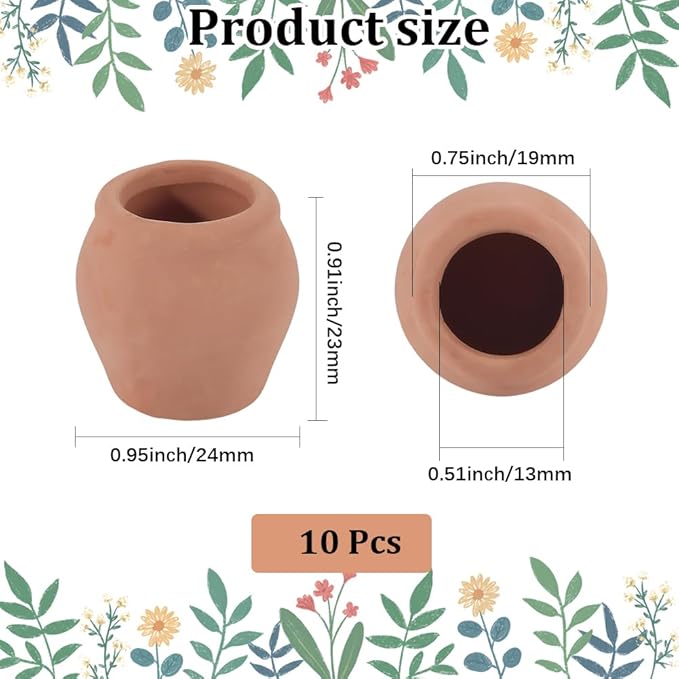 GORGECRAFT 10Pcs 0.9 Inch Mini Clay Pots Small Terracotta Porcelain Pots Pottery Planter Garden Flower Flower Terra Cotta Succulent Nursery Cactus Decoration Jars for Indoor Outdoor Home Windowsill