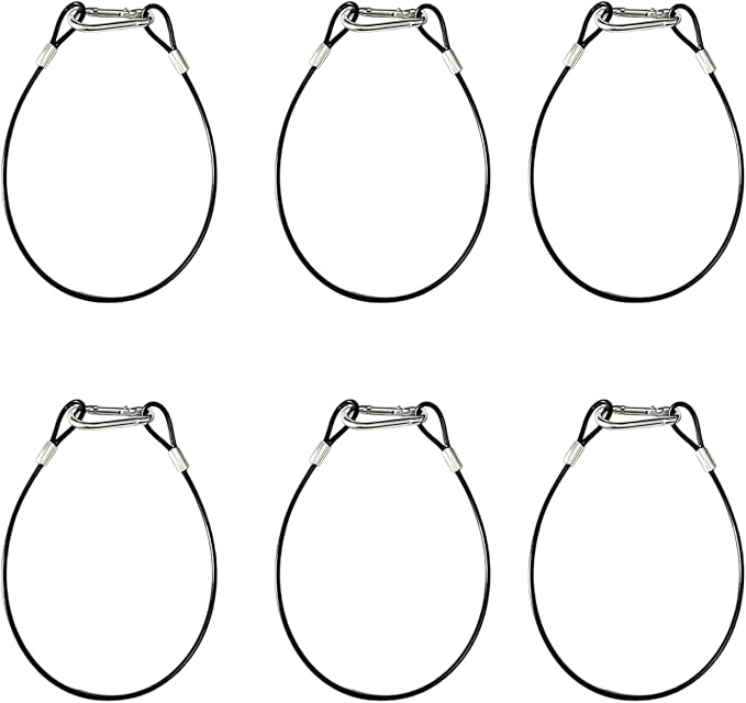 6 Piece Hanging Steel Cable with Loop Hooks 18 Inch Suspension Chain Rope for Bird Feeders Trees Planters Lanterns Outdoor Camping Yard Decor Black