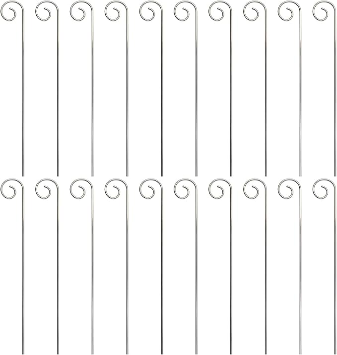 20Pcs Silver Plant Label Hooks, Garden Markers Stake, Plant Sign Stake Rustproof Deformed Garden Plant Sign Hooks Hanging Rods for Flower, Planter, Plant Container Accessories (20cm)