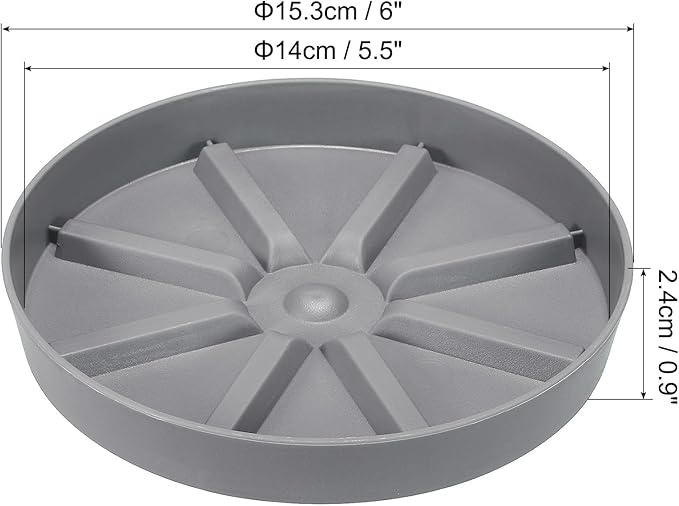 PATIKIL 6 Inch Plant Saucers Tray, 2Pcs Durable Plastic Round Flower Pot Drip Tray Thicker Anti-Rot Root for Indoors Outdoors Home Garden, Grey