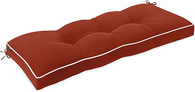 Favoyard Indoor/Outdoor Bench Cushion 48 x 16 Inch Waterproof & 3-Year Fade-Resistant Patio Furniture Cushions for Garden Porch Swing Chair Tufted Pad for Sofa Couch Seat with Ties, Red