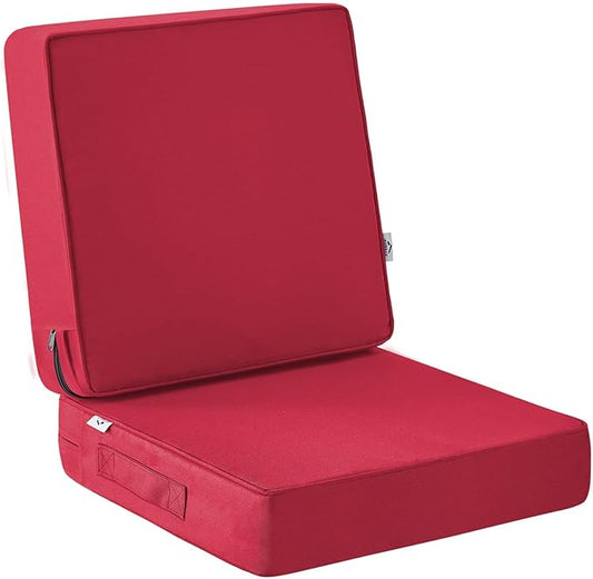 Outdoor Cushions, Outdoor Chair Cushions 24x24x4 Inch, Cushions for Outdoor Furniture with Removable Cover, Waterproof & Fade Resistant Outdoor Seat Cushions for Patio, Lawn, Burgundy