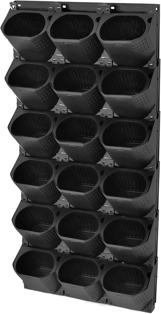 Self Watering Wall Planter, Vertical Garden Planter with 36 Pots, Wall-Mounted Indoor & Outdoor Flower Pot Holder, Vertical Garden Plastic Planter for Home (Black)