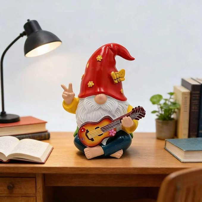Hippie Garden Gnome Decor Statue,Funny Garden Gnomes with Peace Sign Decor Outdoor ，for House,Lawn,Patio and Porch, Gifts Hippie for Friend,Family
