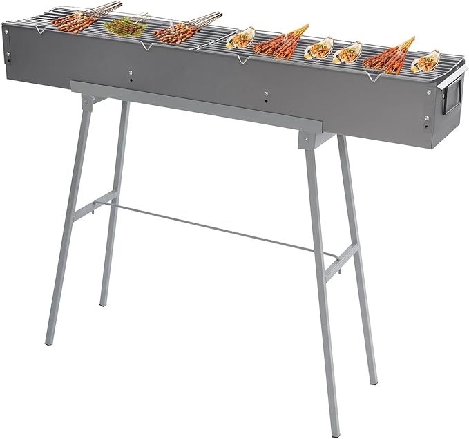 39.3" x 7" Charcoal Grills, Portable Stainless Steel Folded Camping Grill,Barbecue Grilling Accessories for Garden Backyard Party Picnic Travel Home Outdoor Cooking Use