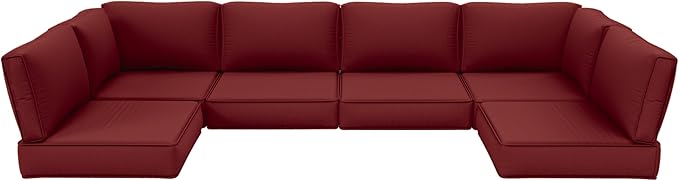 Outdoor Furniture Replacement Cushions, 5" Foam Foam High-Density, Fits 6-seat Sectional Rattan Conversation Set, 14 Piece Patio Water-Resistant Replacement Sofa Cushions, Liner&Cover