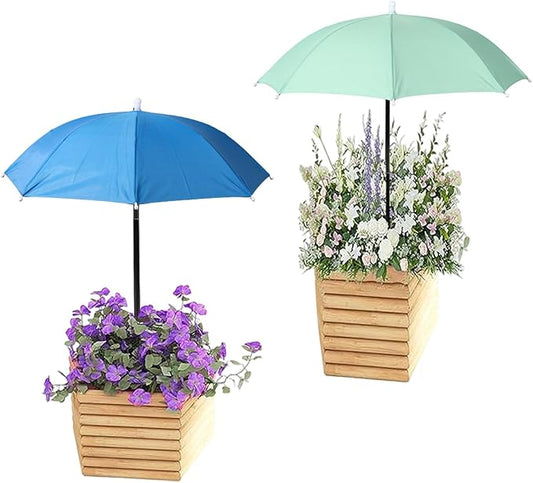 2pcs Adjustable Plant Umbrellas, Waterproof Garden Parasols with Metal Poles & H-Shaped Stakes Outdoor Sun Shade Cover for Potted Plants Flowers Vegetables