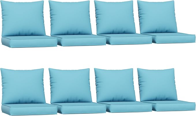 UDPATIO Outdoor Cushions for Patio Furniture, 4'' Replacement Cushions for Outdoor Furniture, Set of 8 Water-Resistant Outdoor Sectional Cushions for Sofa Couch Chair (Sky Blue)