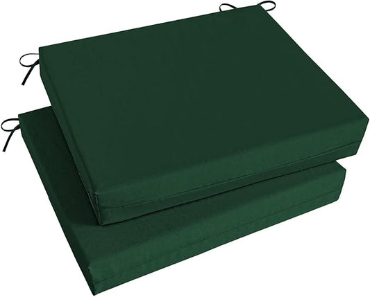 Basic Beyond Outdoor Chair Cushions Set of 2, Square Corner Outdoor Cushions for Patio Furniture, Water Resistant Patio Chair Cushions with 2 Ties, 18.5x16x3, Forest Green