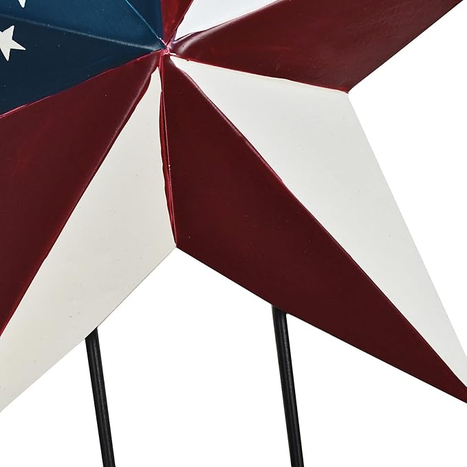 Veclotch 2set 4th of July Metal Barn Star Yard Sign Outdoor Lawn Decor, Patriotic US Flag Hanging Ornament Garden Signs Decorative Stake Memorial Day Party Supplies, Multicolor