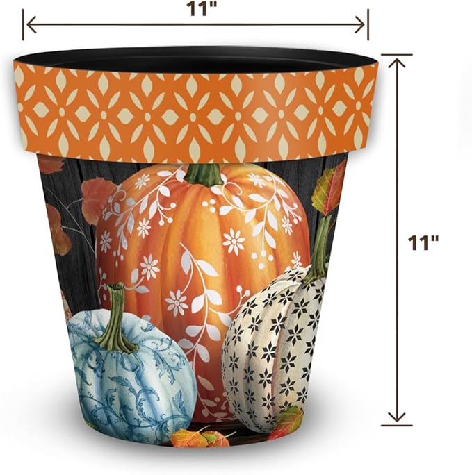 Briarwood Lane Fall Planter 11.75" x 11" x 11" Elegant Pumpkins Medium for Fall Planter
