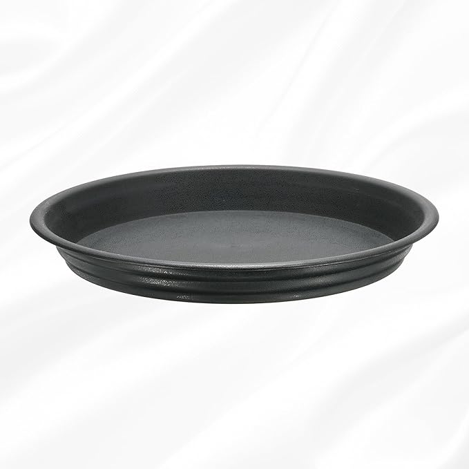 HARFINGTON Plastic Plant Saucer 10.5" Round Drip Trays Flower Pot Saucers Flower Base Bottom Drainage Tray for Indoors Outdoors Planters, Gray-Black