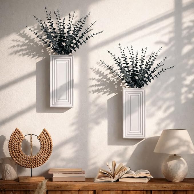 Wooden Wall Planter Vase Set of 2,2 Pack Hanging Planter for Indoor Fake Plants Modern Boho Farmhouse Wall Art Decor for Home Indoor Kitchen Modern Farmhouse Bathroom Living Room Dining Room