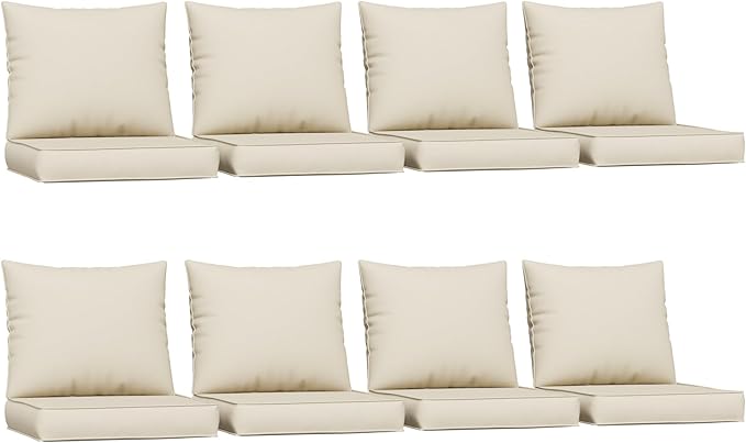 UDPATIO Outdoor Cushions for Patio Furniture, 4'' Replacement Cushions for Outdoor Furniture, Set of 8 Water-Resistant Outdoor Sectional Cushions for Sofa Couch Chair (Cream)