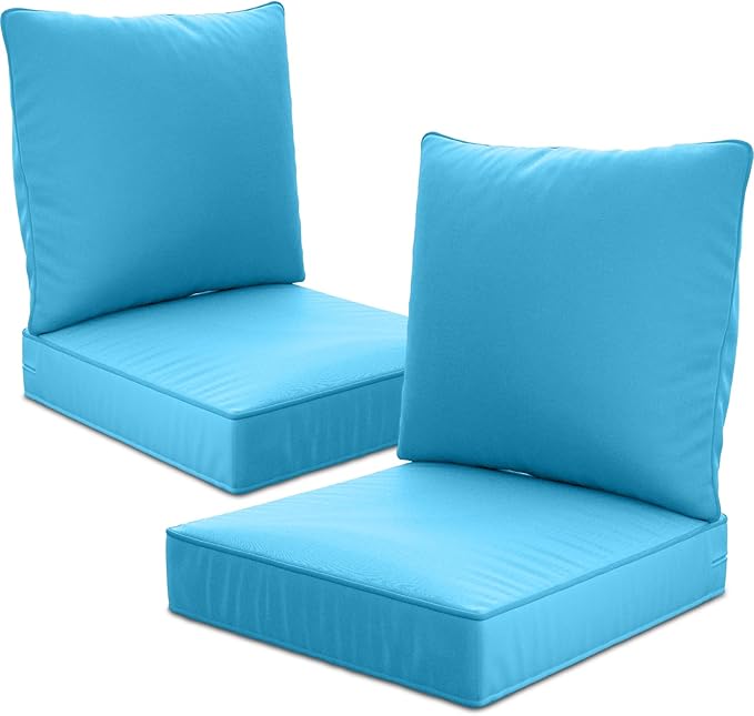24" x 24" x 6" Outdoor Deep Seat Cushions Set - 2 Set Waterproof & Fade Resistant Patio Furniture Replacement Cushions, Non-Slip Outdoor Cushions Fit Loveseats, Couches, Chairs, and Sofas.