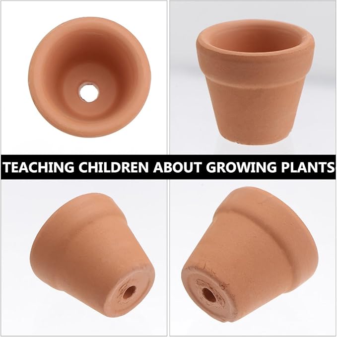 HANABASS 10Pcs 1.2 Inch Mini Terracotta Pots with Drainage Holes, Small Clay Flower Pots, Tiny DIY Paintable Succulent Planter for Nursery Miniature Cactus Succulent Garden Windowsill DIY Crafts