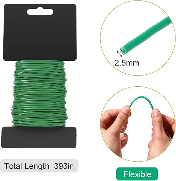 Tool Garden Stakes Kit Sturdy Green Plant Sticks Supports with Plastic Coat Plant Climbing Frame with Tie Set for Vegetable Tomato Outdoor Gardening Supplies(Green,2ft)