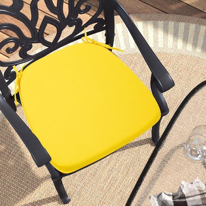 Outdoor Chair Cushions Set of 2,Patio Seat Cushion 17"x16"x2",U-Shaped Dining Chair Cushion 17 by 16 Inch,Water Resistant,Fade-Resistant Chair Pads for Kitchen Garden Furniture(Yellow)