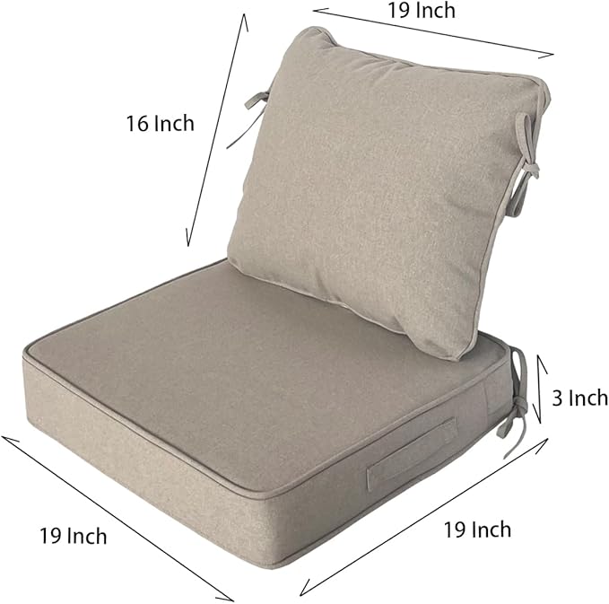 19"x19" Outdoor Universal Cushion Set of 1, Patio Cushions with Handles & Ties, Water-Proof Stain-Resistant UV Resistant Weather Resistant High Resilience Foam with YKK Zippers,Riverbed