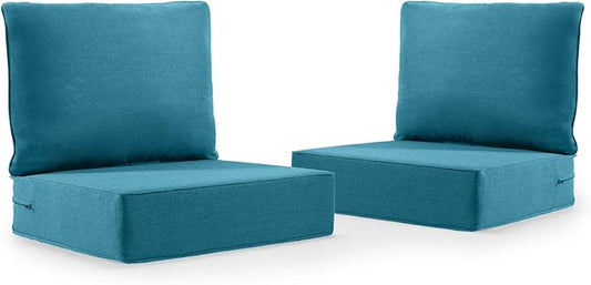 6" Thick Outdoor Cushion, 24*24*6" Patio Furniture Cushions with Waterproof Patio Furniture Cushions with Removable Cover, 28D High Density Patio Cushion for Outdoor Furniture, Green-2pcs