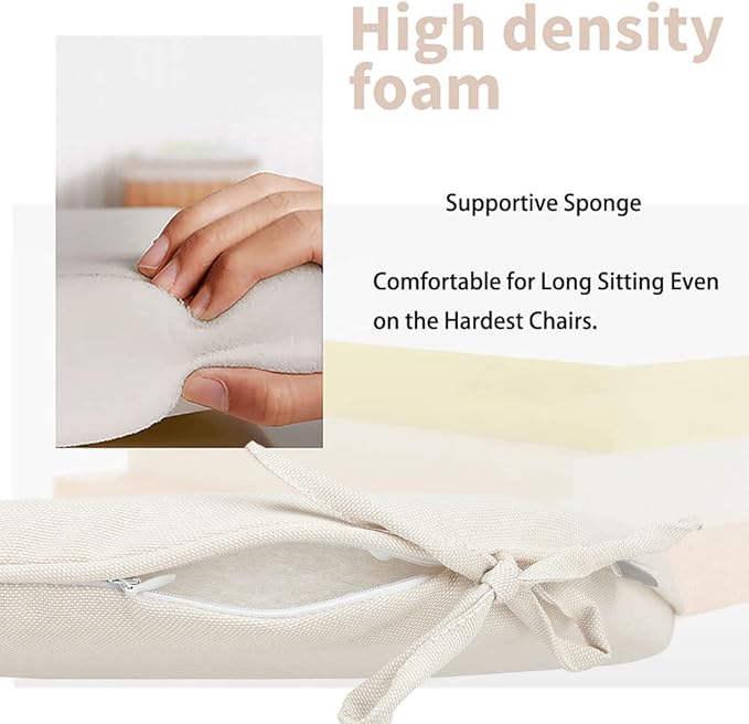 Magpie Fabrics Outdoor/Indoor 17"x16"x2" Chair Cushions with Ties Set of 2, Waterproof All Weather U-Shape Seat Pads Decoration for Patio Garden Furniture Home Office (Recycled Cream White)