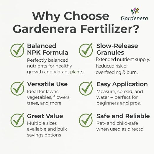 Gardenera 13-13-13 Slow Release Granular Fertilizer – All Purpose Plant Food 13 13 13 for Outdoor Grass, Vegetables, Roses, Flowers, Shrubs, Trees. Lawns, Gardens, Potted Plants (3 Quarts)