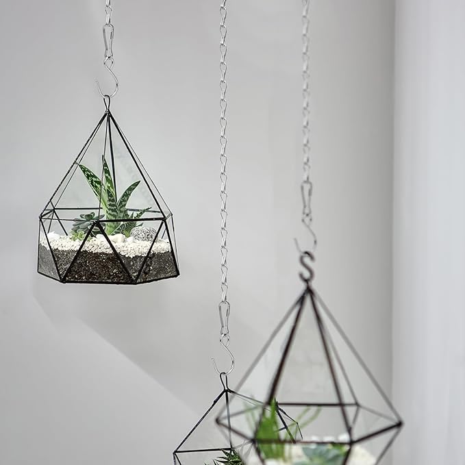 Hotop 12 Set Ceiling Hooks with Hanging Chains for Bird Feeders, Planters, Lanterns, Billboards,Birdbaths, Grow Lights, Chalkboards, Wind Chime and and Other Ornaments, Chain Hook DIY (Silver)