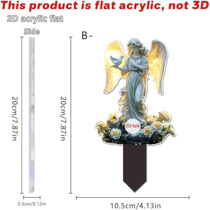 Garden Decor, Acrylic 2D Stake, Pot Plants Garden Yard Lawn Outdoor Fairy Statue Ornaments, Fairy Garden Accessories Decoration (Style D)