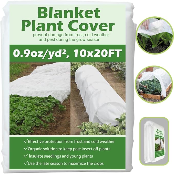 Plant Covers Freeze Protection 10 ft x 20 ft Floating Row Cover 0.9oz/yd² Garden Fabric Plant Cover for Winter Frost/Sun Pest Protection (10FT X 20FT)