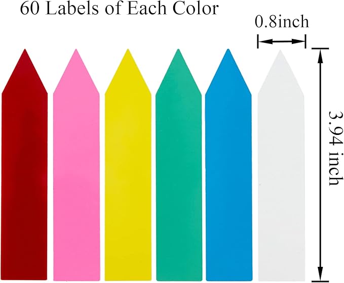360 Pcs 4 inch Plastic Plant Nursery Garden Labels 6 Colors Pot Marker Garden Stake Tags Waterproof Plant Markers, Plant Labels for Seedling Garden Markers Tags, Vegetable Gardening Tags