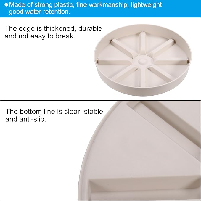 PATIKIL Plant Pot Saucers 9 Inch, 3 Pack Plastic Round Plant Pot Thicker Flower Drip Tray for Indoor Outdoor, White