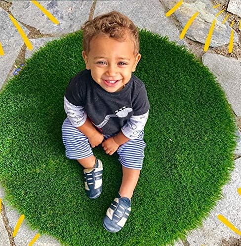 Christmas Tree Decoration, Artificial Grass Mat Round Shape, Realistic Synthetic Grass Indoor Outdoor Rug, Garden Lawn Landscape for Pets,Fake Faux Grass Rug with Drainage Holes, Diameter 5 FT