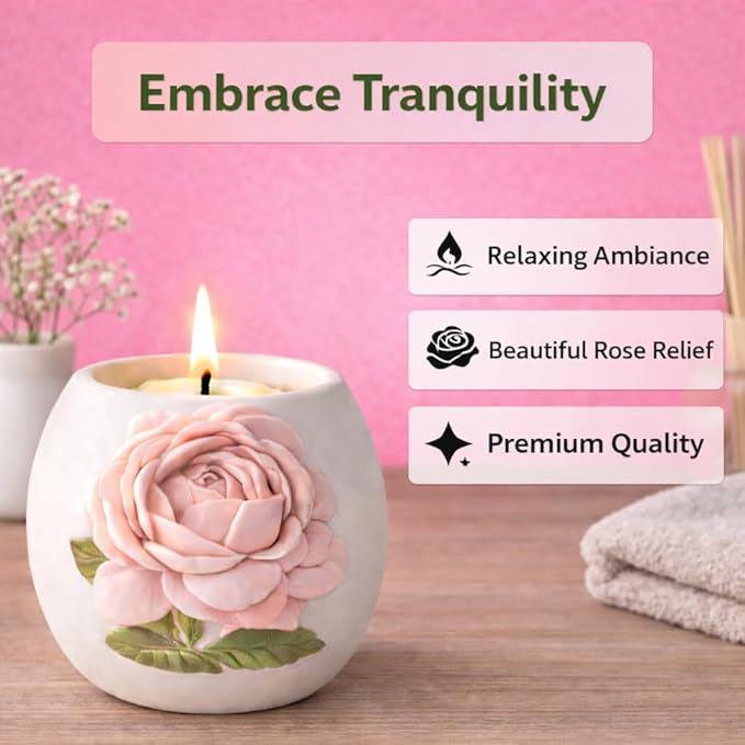 Pink Rose Votive Tea Light Candle Holder & Mini Planter Pot – 4" Wx3.5 H – Decorative Floral Candle Holder – Toothbrush, Pen, Pencil and Makeup Brush Holder – Home Table Décor Gift by SassyXpressions