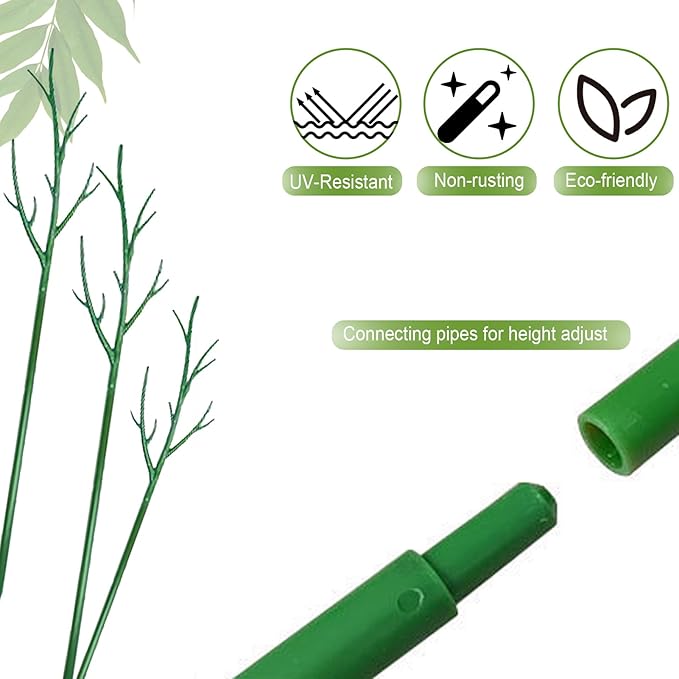 Plant Support Stakes for Indoor Plants, Trellis for House Potted Plants Flower, Monstera Support Sticks with Orchid Clips, Twist Ties(2 Pack Green)