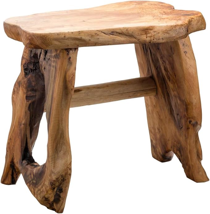 TJ Global Natural Edge Cedar Wood Tree Stump Indoor/Outdoor Stool, Garden Bench, Night Stand, End Table, Plant Stand - L20 x W11 x H17