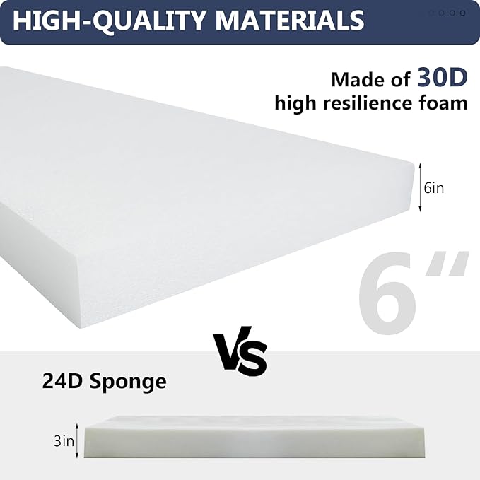 22" x 22" x 6" Outdoor Deep Seat Cushions Set - 2 Set Waterproof & Fade Resistant Patio Furniture Replacement Cushions, Non-Slip Outdoor Cushions Fit Loveseats, Couches, Chairs, and Sofas.