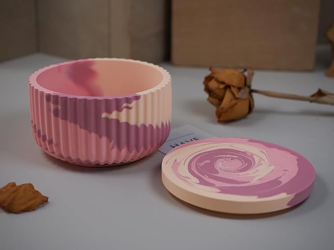 Cup Shape Candle Jar Silicone Mold with Lid, Handmade Storage Bowl Resin Mould, Flower Pot Vase Concrete, DIY Plaster Cast Cement Rings Jewelry Storage Box Mold (Flate Vertical)