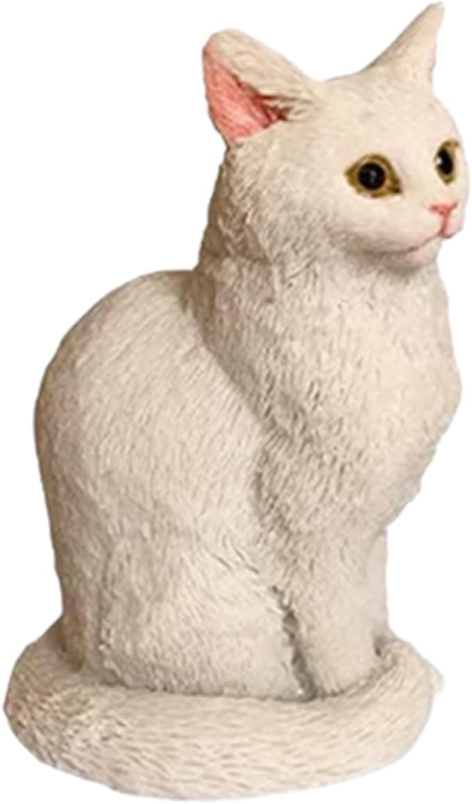 Cat Resin Outdoor Tree Sculpture Gift Garden Terrace Lawn Outdoor Cat Statue (White)