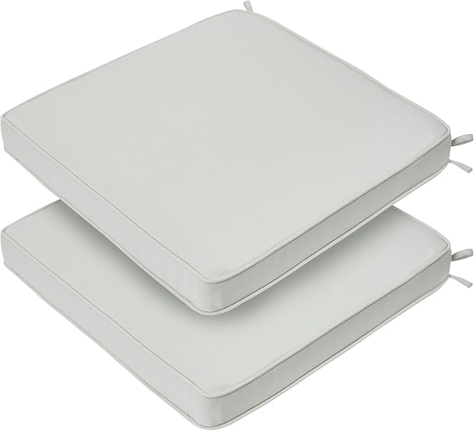 FUNHOME Indoor/Outdoor Chair Cushions Set of 2, 18 x 18 x 2.5 Inch Square Corner Outdoor Cushions for Patio Furniture,2 Packs Patio Chair Cushions with Ties-Cream Beige