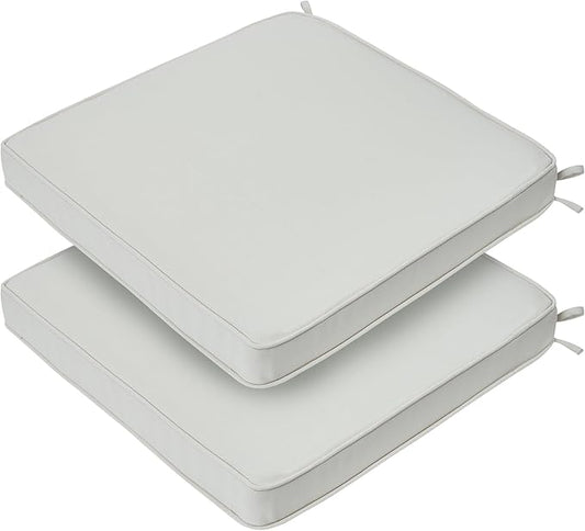 FUNHOME Indoor/Outdoor Chair Cushions Set of 2, 18 x 18 x 2.5 Inch Square Corner Outdoor Cushions for Patio Furniture,2 Packs Patio Chair Cushions with Ties-Cream Beige