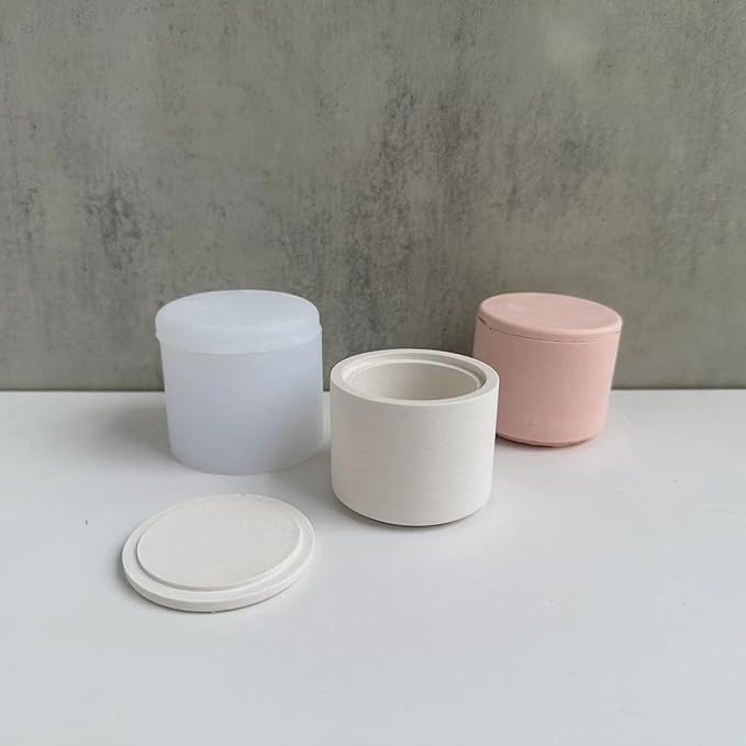 Storage Boxes with Lids - Creative Silicone Candle Vessels Pot Molds, Concrete Round Stripe Bottle Making Moulds for Storage and Candle Holder (G)
