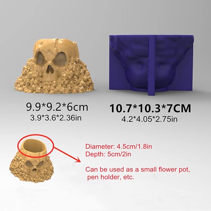 Skull Mountain Concrete Flower Pot Silicone Mold Succulent Planter Vase Cement Clay Mold Plaster Epoxy Resin Candle Pen Holder Mould Desktop Decoration
